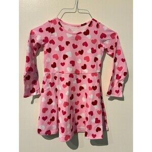 NWT The Children's Place Long-Sleeve Pink Heart Dress - 4T